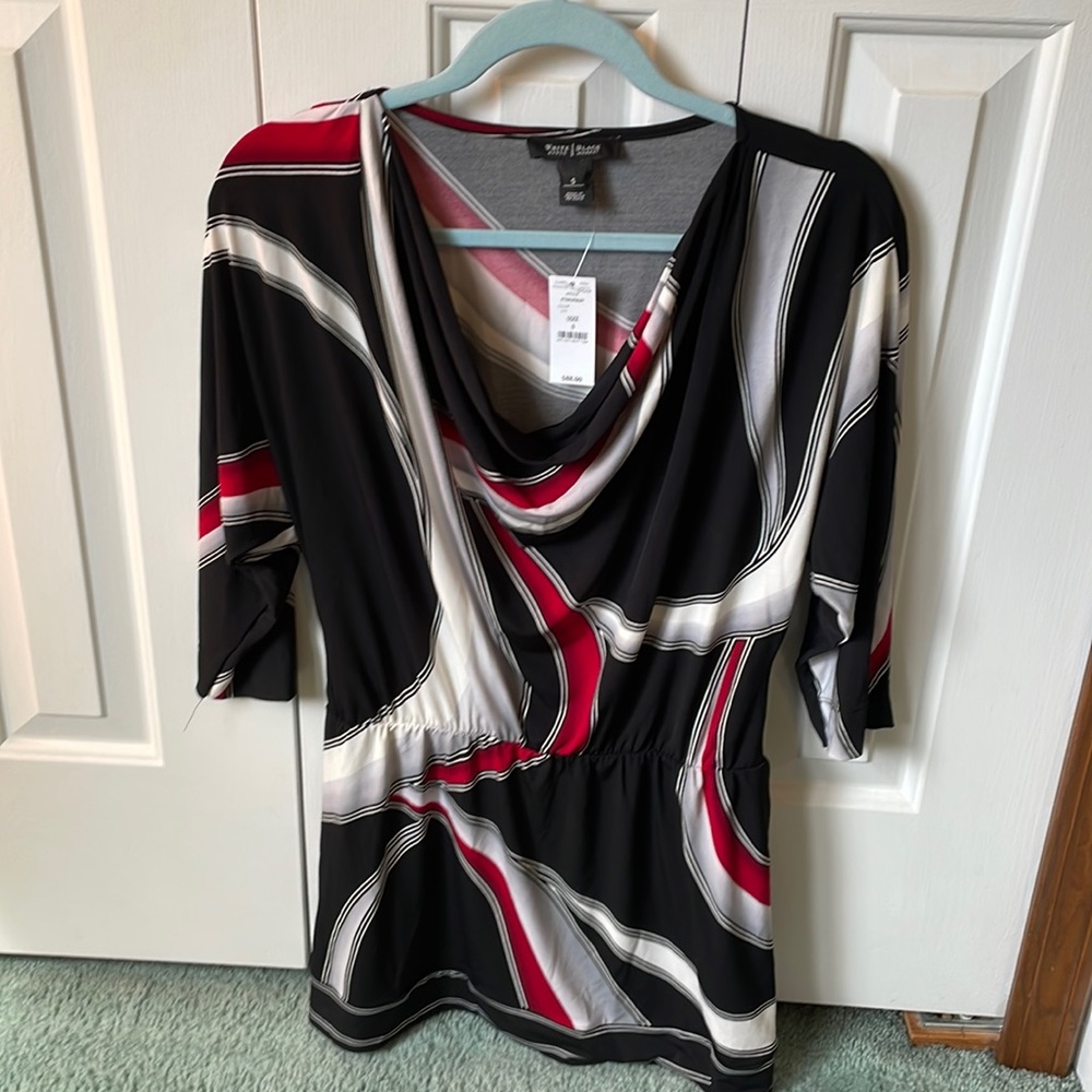 3/4 sleeve tunic from WHBM, red/white/black